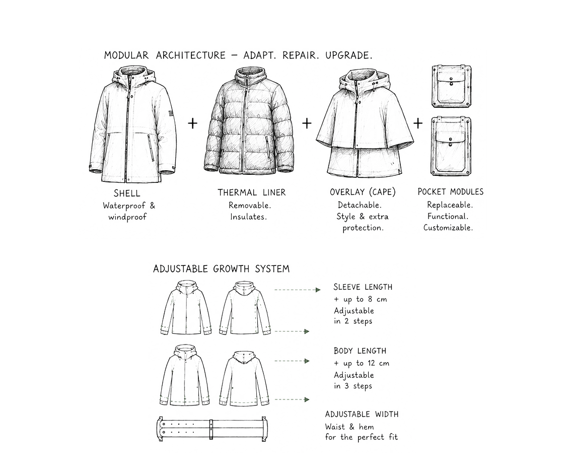 Smart Family Parka (AI-generated concept visualization)
